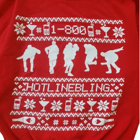 Drake Hotline Bling Red Christmas  Pullover Ugly Sweater Mens Size Medium - Picture 2 of 2